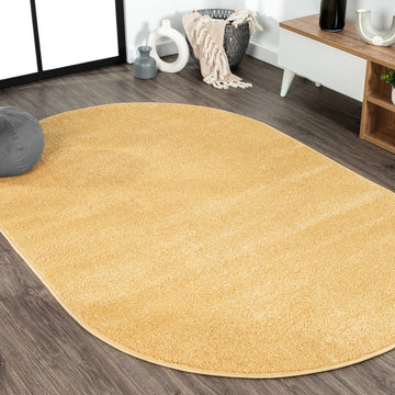 Haze Solid Low-pile Area Rug Mustard